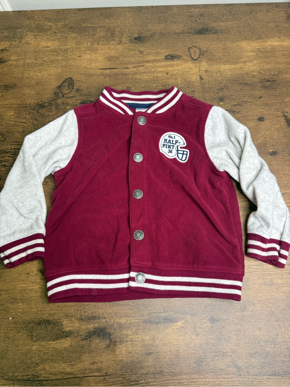 ⭐️5 for $20⭐️ Carter's Burgundy and Cream Kids Varsity Jacket 18M Football Decal